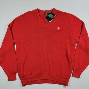 Byford‎ Pullover Vneck Sweater - Red - Knit - Cotton - XXL New - Vintage